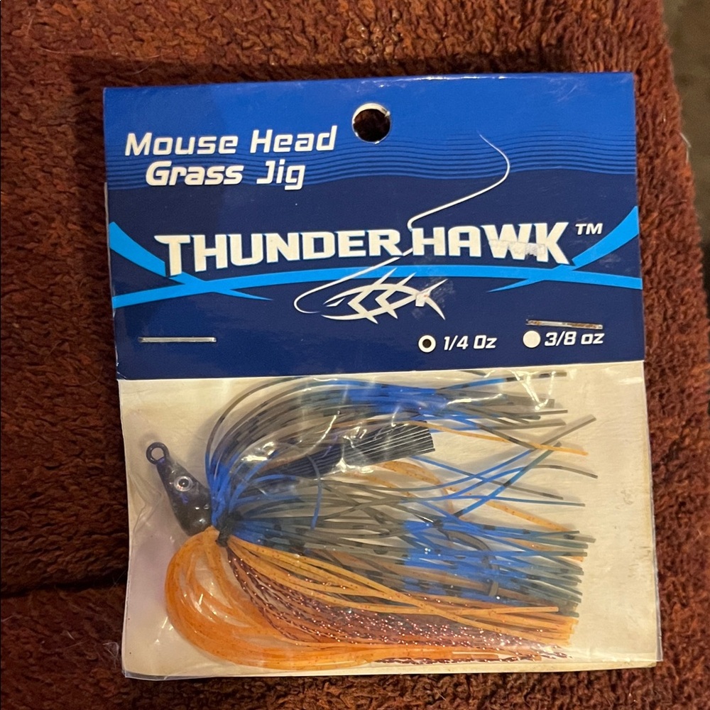 Mouse Head Grass Jig - Blue and Orange